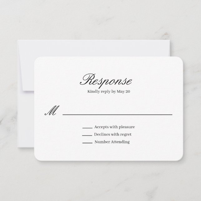 Tarjeta de respuesta elegante de RSVP Beige (Anverso)