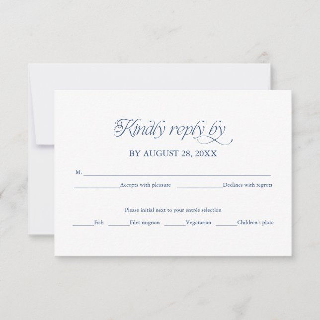 Tarjeta de respuesta elegante de RSVP de boda mini (Anverso)