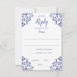 Tarjeta de respuesta elegante - Nadine (Azul Real)