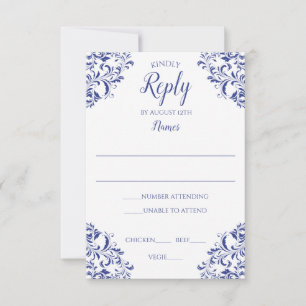 Tarjeta de respuesta elegante - Nadine (Azul Real)