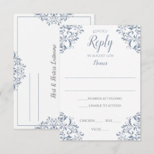Tarjeta de respuesta elegante - Nadine (azul turbi