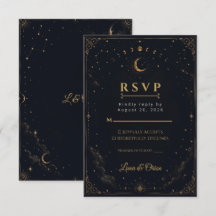 Tarjeta de respuesta elegante para boda celestial