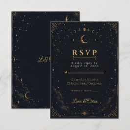 Tarjeta de respuesta elegante para boda celestial