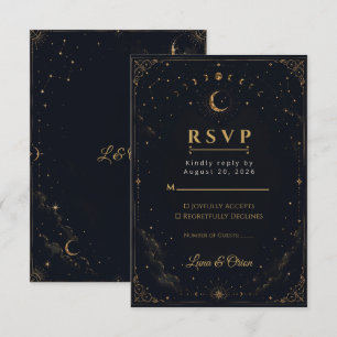 Tarjeta de respuesta elegante para boda celestial