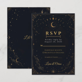 Tarjeta de respuesta elegante para boda celestial