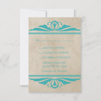 Tarjeta de respuesta elegante y verde azulada
