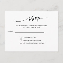 Tarjeta de respuesta en boda española