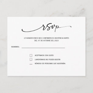 Tarjeta de respuesta en boda española