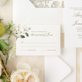 Tarjeta de respuesta Escudo de acuarela Magnolia B