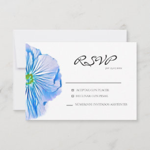 Tarjeta de respuesta española azul floral