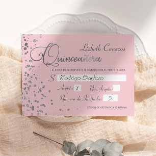 Tarjeta de respuesta española RSVP Quinceanera