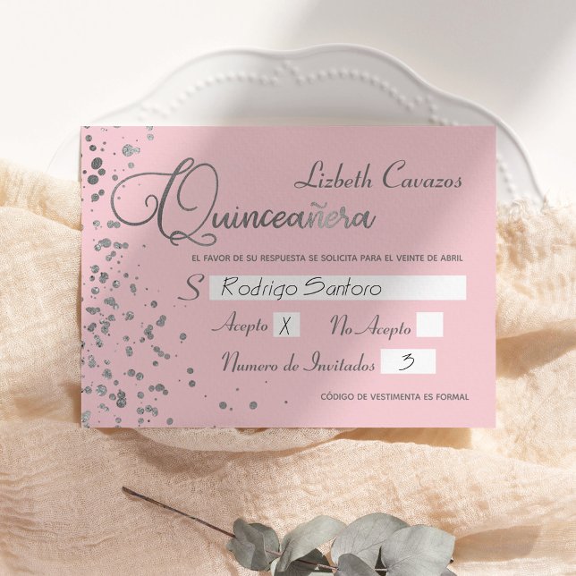 Tarjeta de respuesta española RSVP Quinceanera (Subido por el creador)