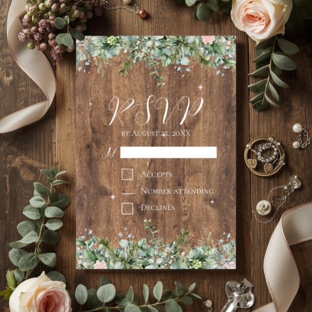 Tarjeta de respuesta Eucalyptus Dusty Rose RSVP |  (Subido por el creador)