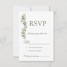Tarjeta de respuesta Eucalyptus Gold Frame RSVP