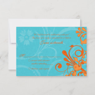 Tarjeta de respuesta floral abstracta azul acuátic