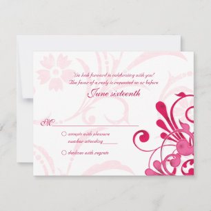 Tarjeta de respuesta floral abstracta rosa y blanc