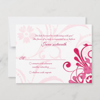 Tarjeta de respuesta floral abstracta rosa y blanc