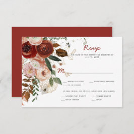 Tarjeta de respuesta floral acuarela boho de otoño