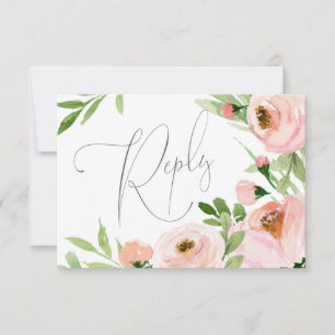 Tarjeta de respuesta floral acuarela rosa