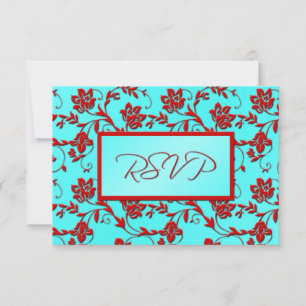 Tarjeta de respuesta floral acuática y roja