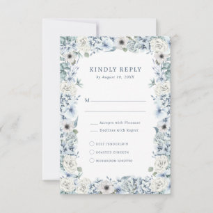 Tarjeta de respuesta floral azul