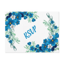 Tarjeta de respuesta floral azul cielo elegante
