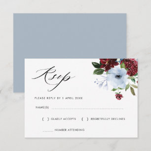 tarjeta de respuesta floral azul polvoriento borgo