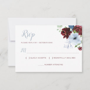 Tarjeta de respuesta floral azul polvoriento de Bo