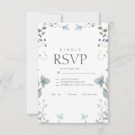 Tarjeta de respuesta floral azul simple