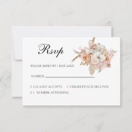 tarjeta de respuesta floral beige boho
