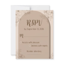 Tarjeta de respuesta floral beige elegante para bo