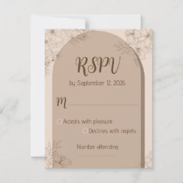 Tarjeta de respuesta floral beige elegante para bo