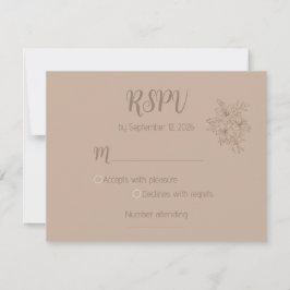 Tarjeta de respuesta floral beige elegante para bo