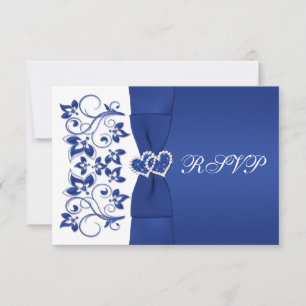 Tarjeta de respuesta floral blanca, azul RIBBON IM