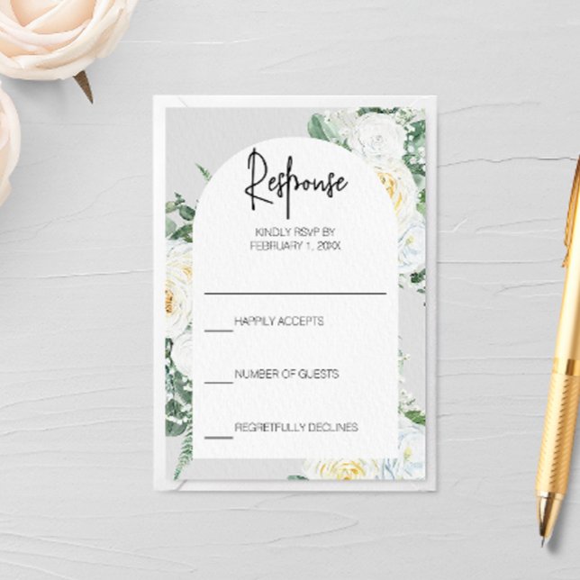 Tarjeta de respuesta floral blanca Bloom (Subido por el creador)