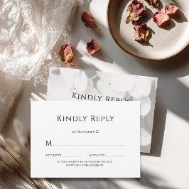 Tarjeta de respuesta floral blanca minimalista mod