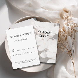 Tarjeta de respuesta floral blanca minimalista mod