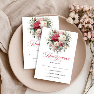 Tarjeta de respuesta floral boho romántica con ton