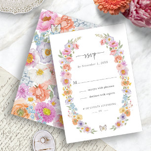 Tarjeta de respuesta floral brillante y audaz