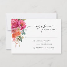 Tarjeta de respuesta floral de acuarela