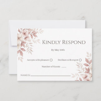 Tarjeta de respuesta floral de acuarela rosa sonro