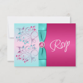 Tarjeta de respuesta floral de color rosa BOW IMPR