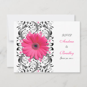 Tarjeta de respuesta floral de gerbera rosa