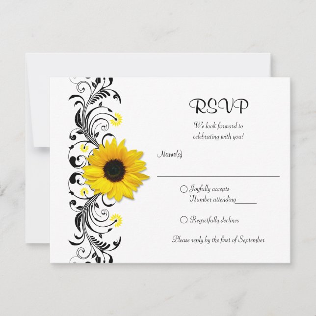 Tarjeta de respuesta floral de girasol (Anverso)