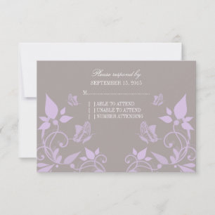 Tarjeta de respuesta floral de mariposa Lilac