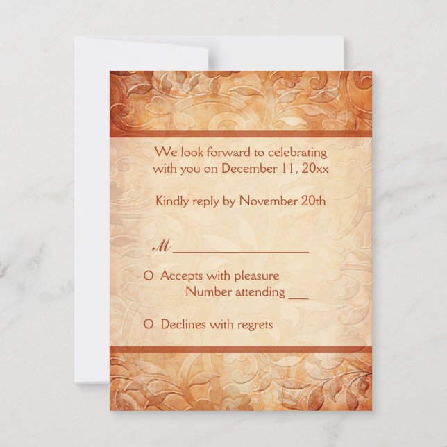 Tarjeta de respuesta floral de naranja y marfil (Anverso)