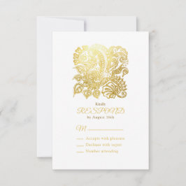 Tarjeta de respuesta floral de oro elegante