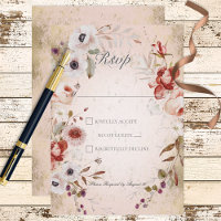 Tarjeta de respuesta floral de oro rosado para Ros