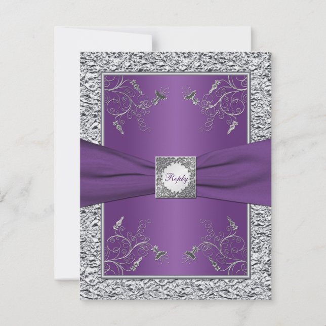 Tarjeta de respuesta floral de papel de plata FALS (Anverso)