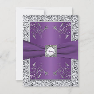Tarjeta de respuesta floral de papel de plata FALS
